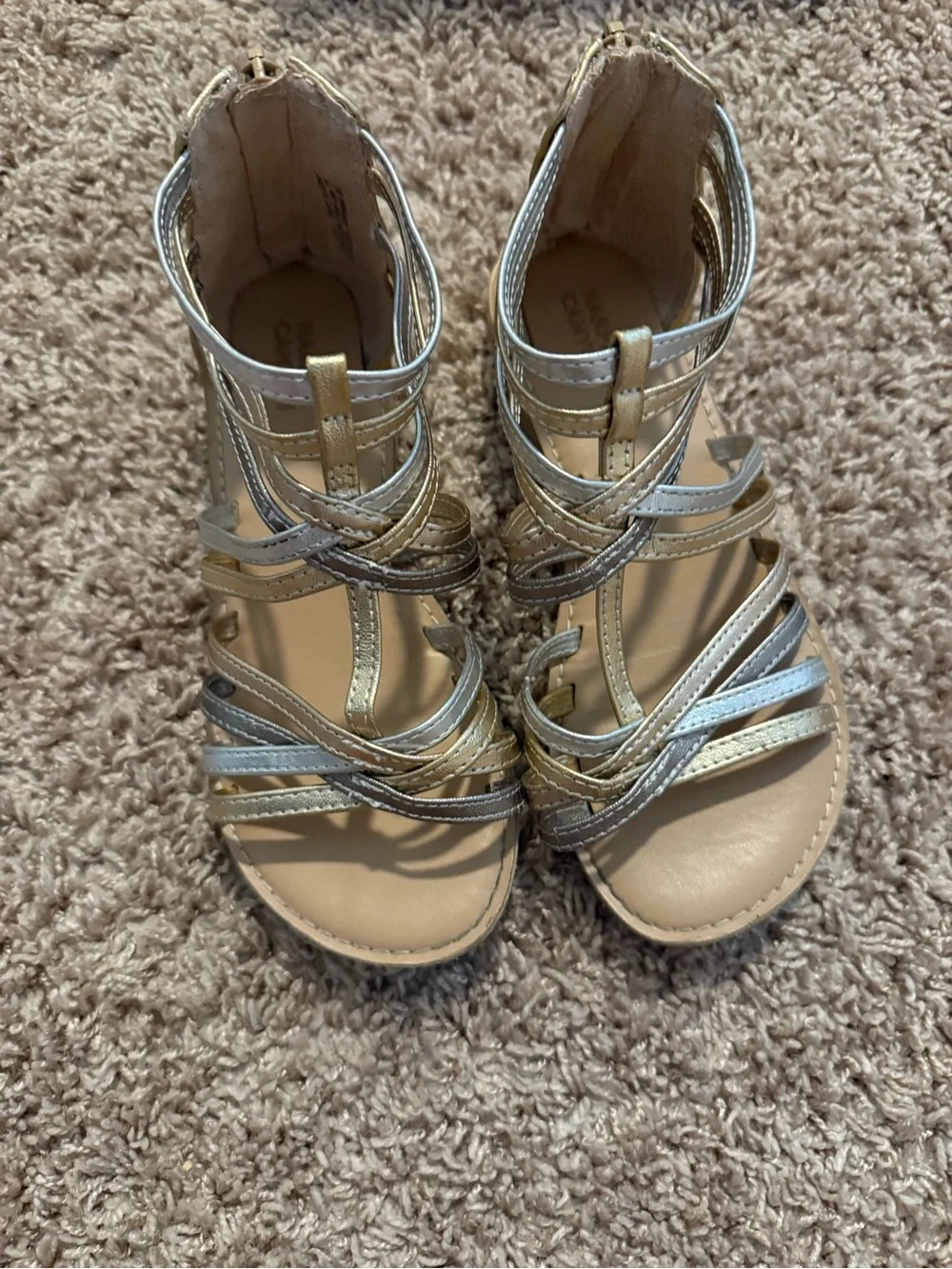Harper Canyon Gold and Silver Metallic Strappy Girls Sandals